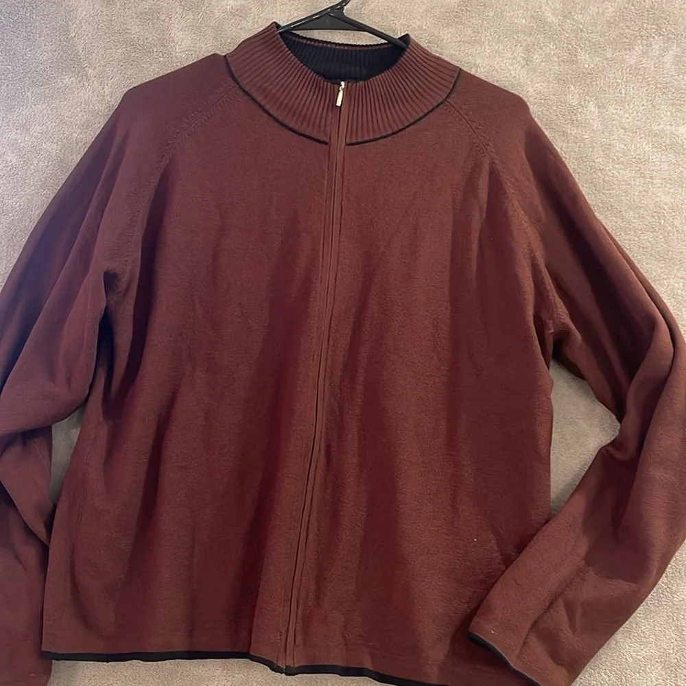 Barry Bricken reversible full zip Cardigan Men’s XL  SILK blend Black &‎ Brown